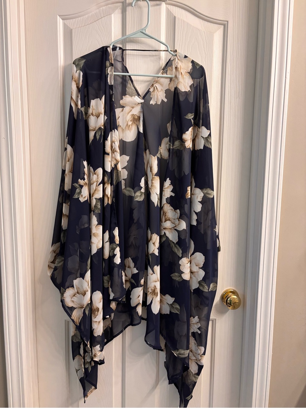 Pinkblush Navy and Cream Floral Sheer Kimono